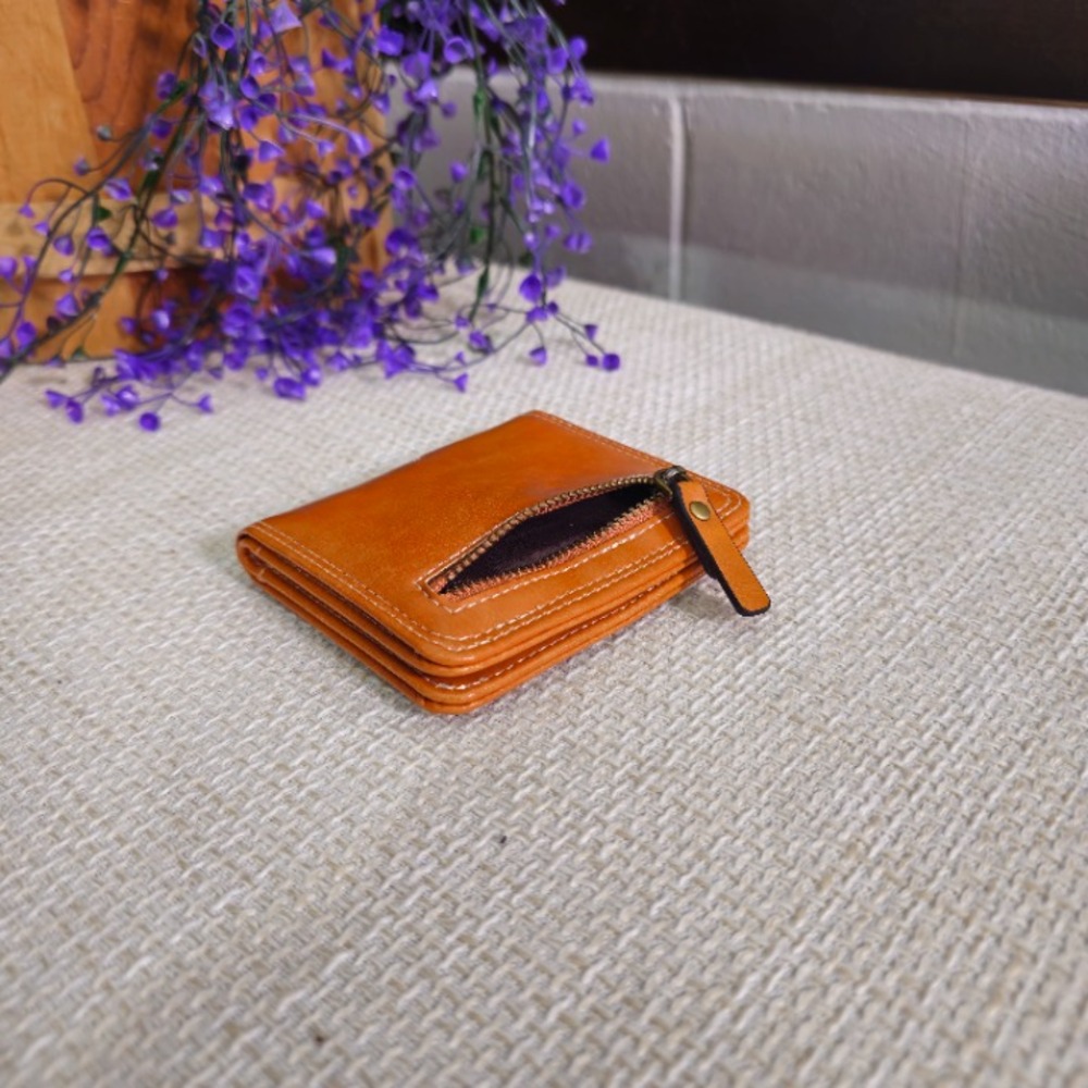 Gothic Cross Stud Bifold Snap Wallet | Rust Orange | 4x4in - Picture 5 of 8